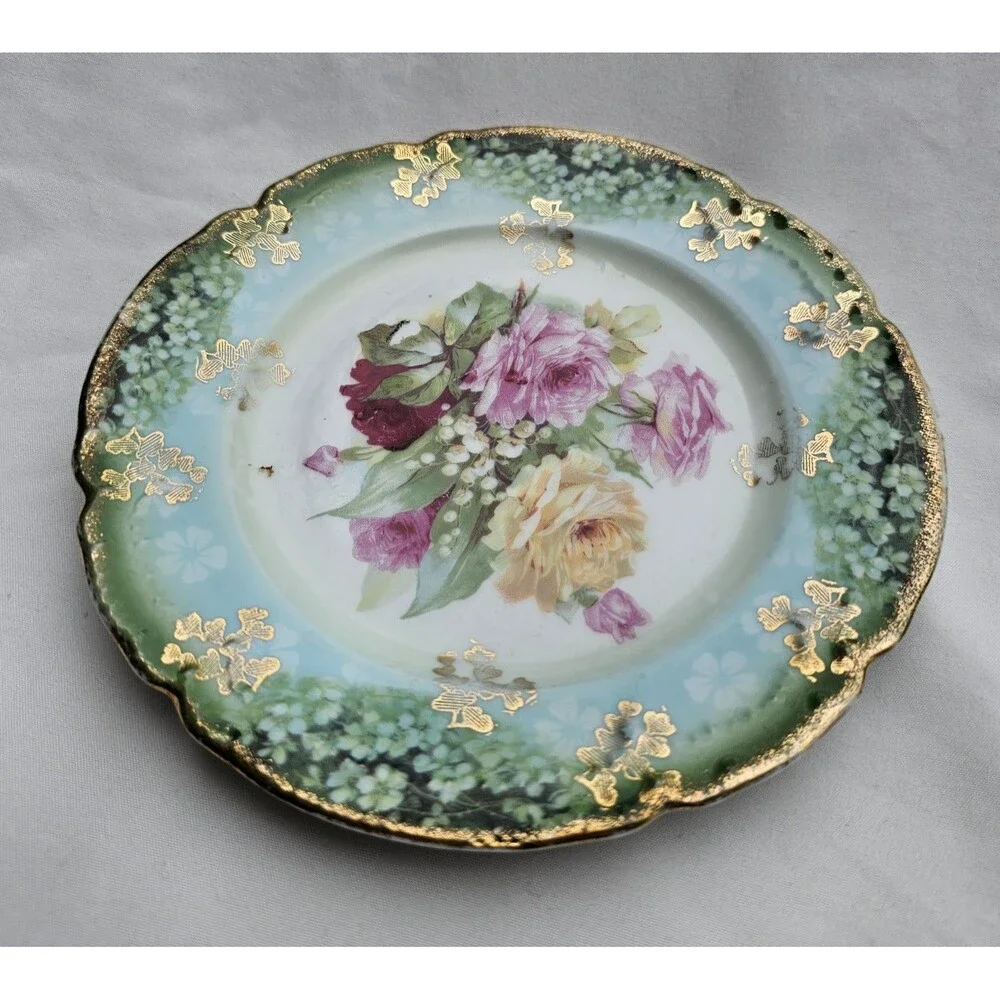 Vintage Three Crown China Germany Salad/Dessert Plate With Gold Accents 6 Inch